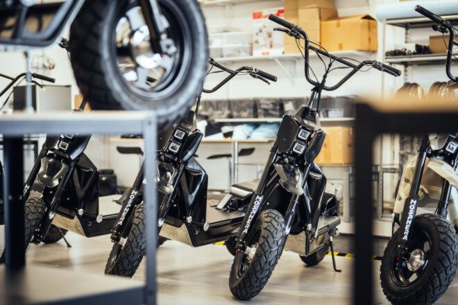 Lineup of the electric scooters