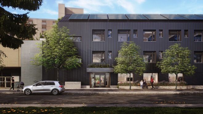 Front view of the housing project