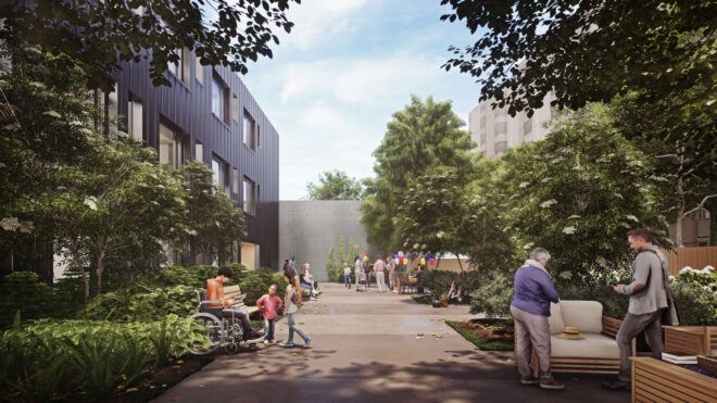 A courtyard area for people to relax