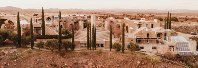 An overall view of a stone casted building sprawl