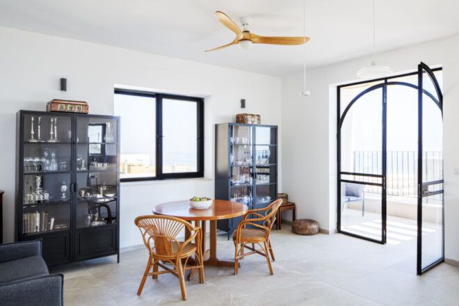 Bright open space with black-outlined windows