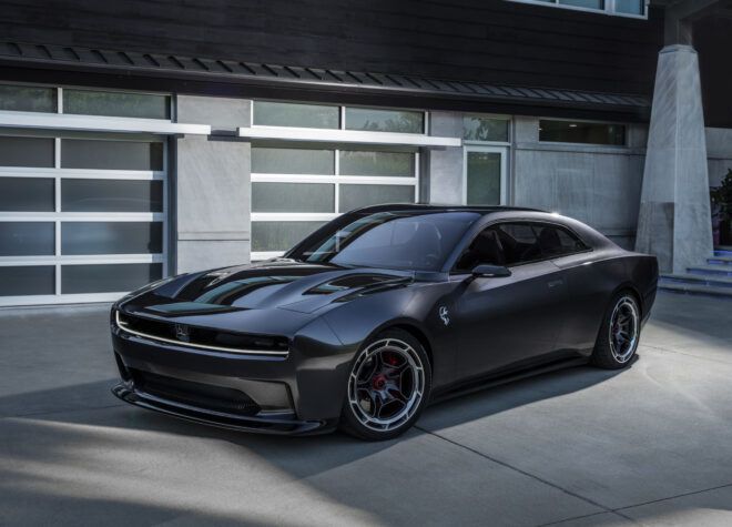 Side angled view of the concept Dodge EV