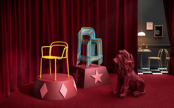 A circus theme scene with the chairs