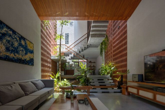Inside open space to the outside