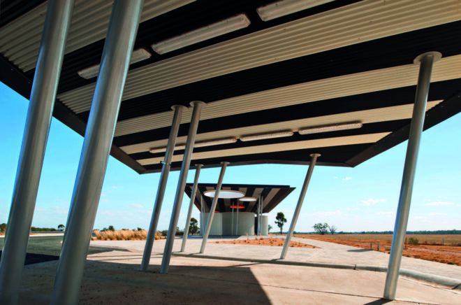 A car port near the bus stop