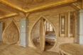 An interior doorway and walls made all out of bamboo