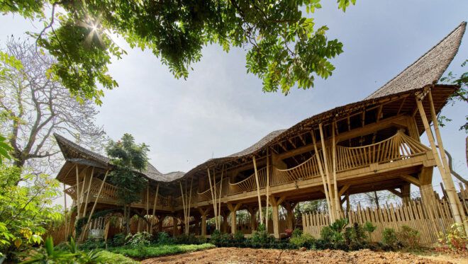 A long bamboo home