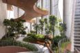 A walkway interspersed with trees