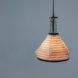 A hanging triangular lamp