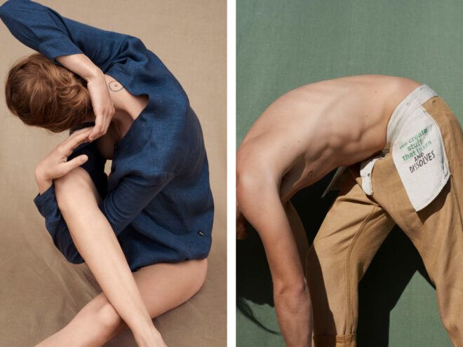 Models showing the clothing in abstract poses