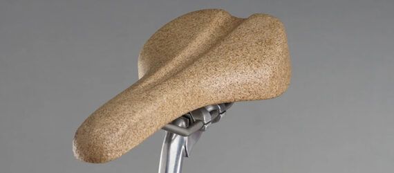 Cork saddled attached to a bicycle