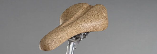Cork saddled attached to a bicycle