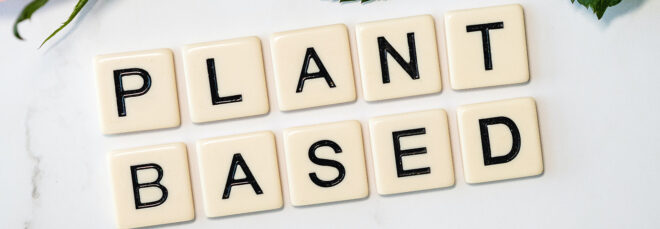 Plant based spelled out on wooden blocks
