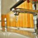 A sink with running water
