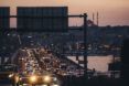 Traffic jam at dusk
