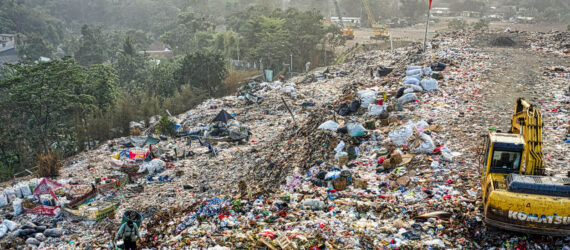 A landfill filled with pollution and waste