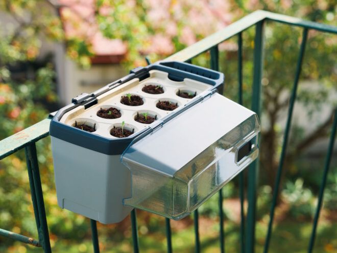 A display of the planter before herbs grow