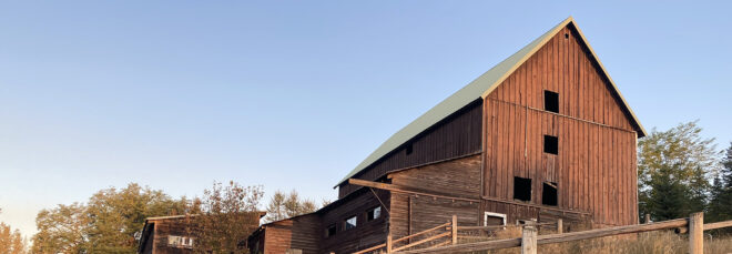 A barn on a hill