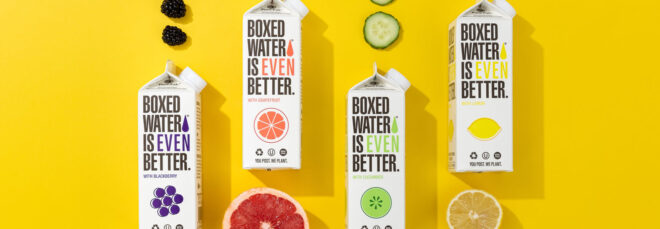 All four fruit flavors by Boxed Water