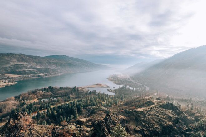 Oregon forest and river valley
