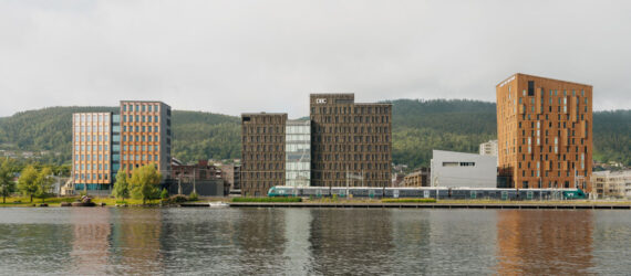 Waterfront view of office buildings