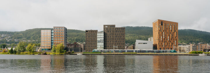Waterfront view of office buildings