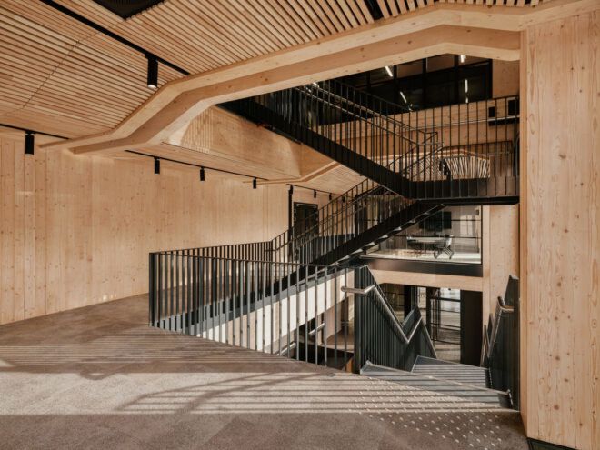 Wood staircases and ceilings