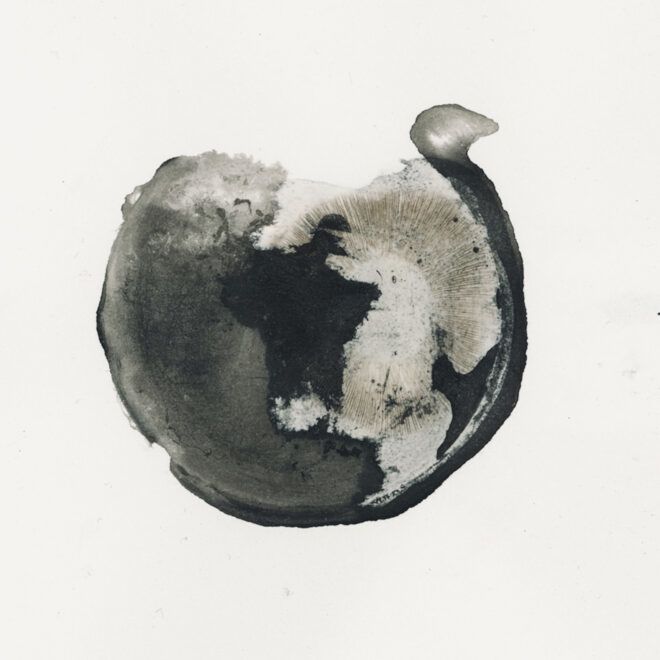 A black ink blot of a speciment