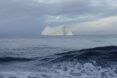 A glacier and icy horizon landscape