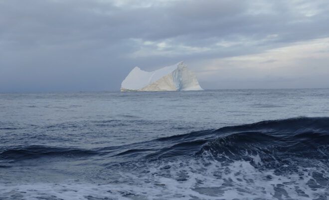 A glacier and icy horizon landscape