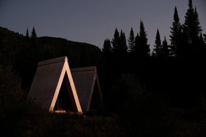 A triangular structure amidst a forest