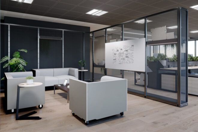 Office lounge with Harp divider