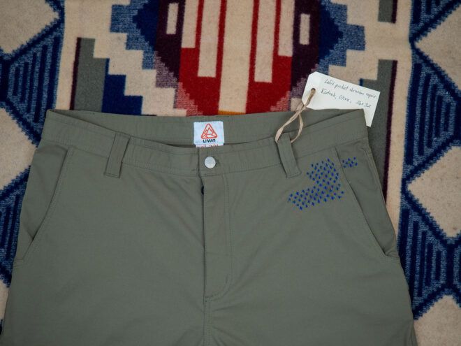 Well Worn collection with pants sewn with blue thread