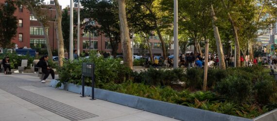 A block of a park in a city