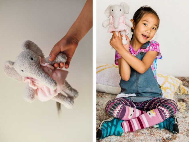 Stuffed elephant in pink tutu