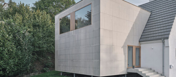 Box-like exterior of the Holzbox House