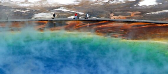 A blue spring in Yellowstone National Park