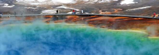 A blue spring in Yellowstone National Park