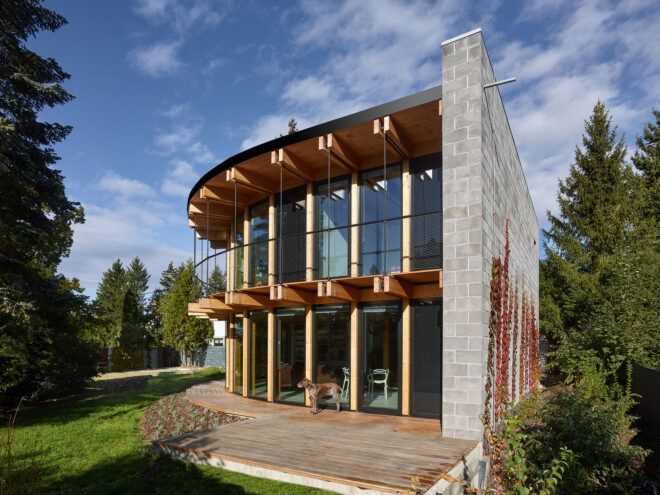 The side of a window-paneled home
