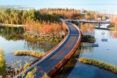 A road way that cuts through a river