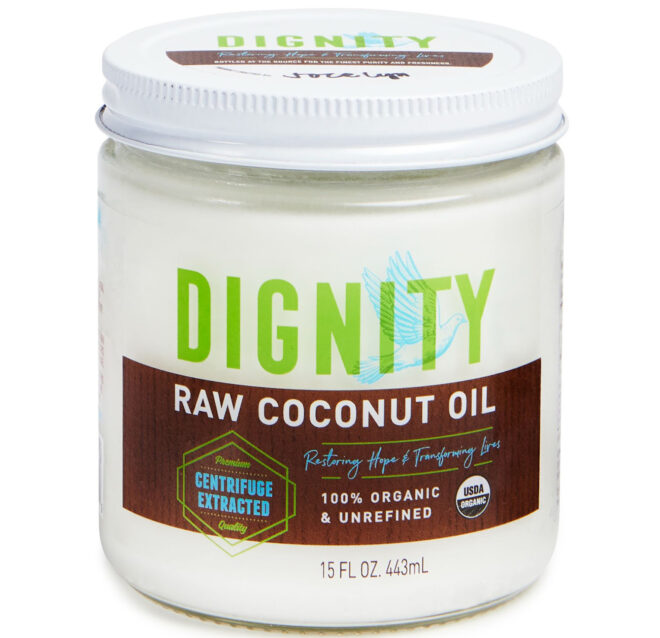 A jar of Dignity, raw coconut oil