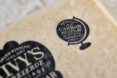 An up-close shot that reads the cheese is the first carbon-neutral cheese