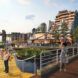 Rendering of a revamped Vancouver coastline with buildings and bridges in the background