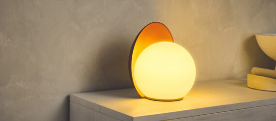 A circular lamp with a circular backing connected to it
