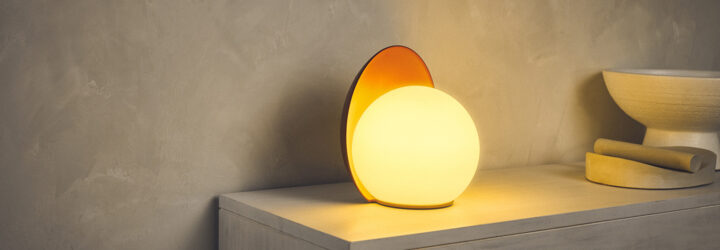 A circular lamp with a circular backing connected to it