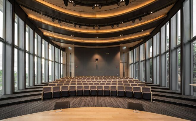 A seated auditorium area