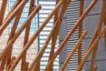 An up-close of the lattice wood work