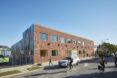 The exterior of a brick and mortar building