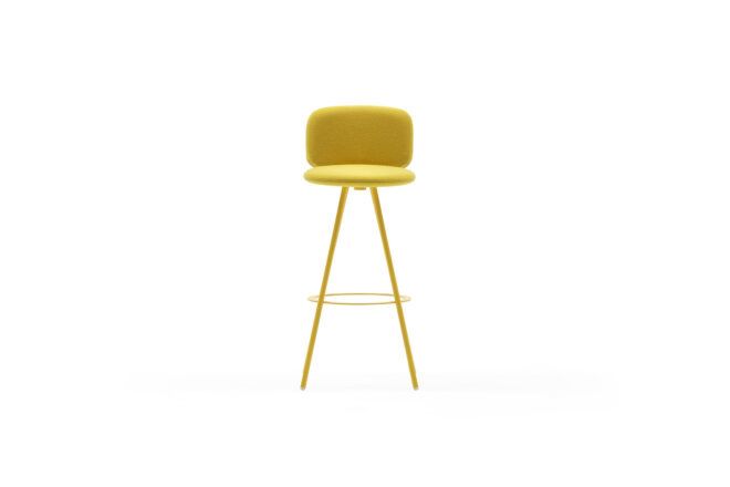 A yellow stool faced forward