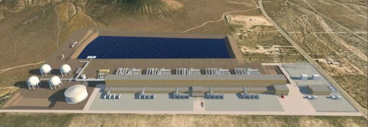 An aerial view of a California battery power plant